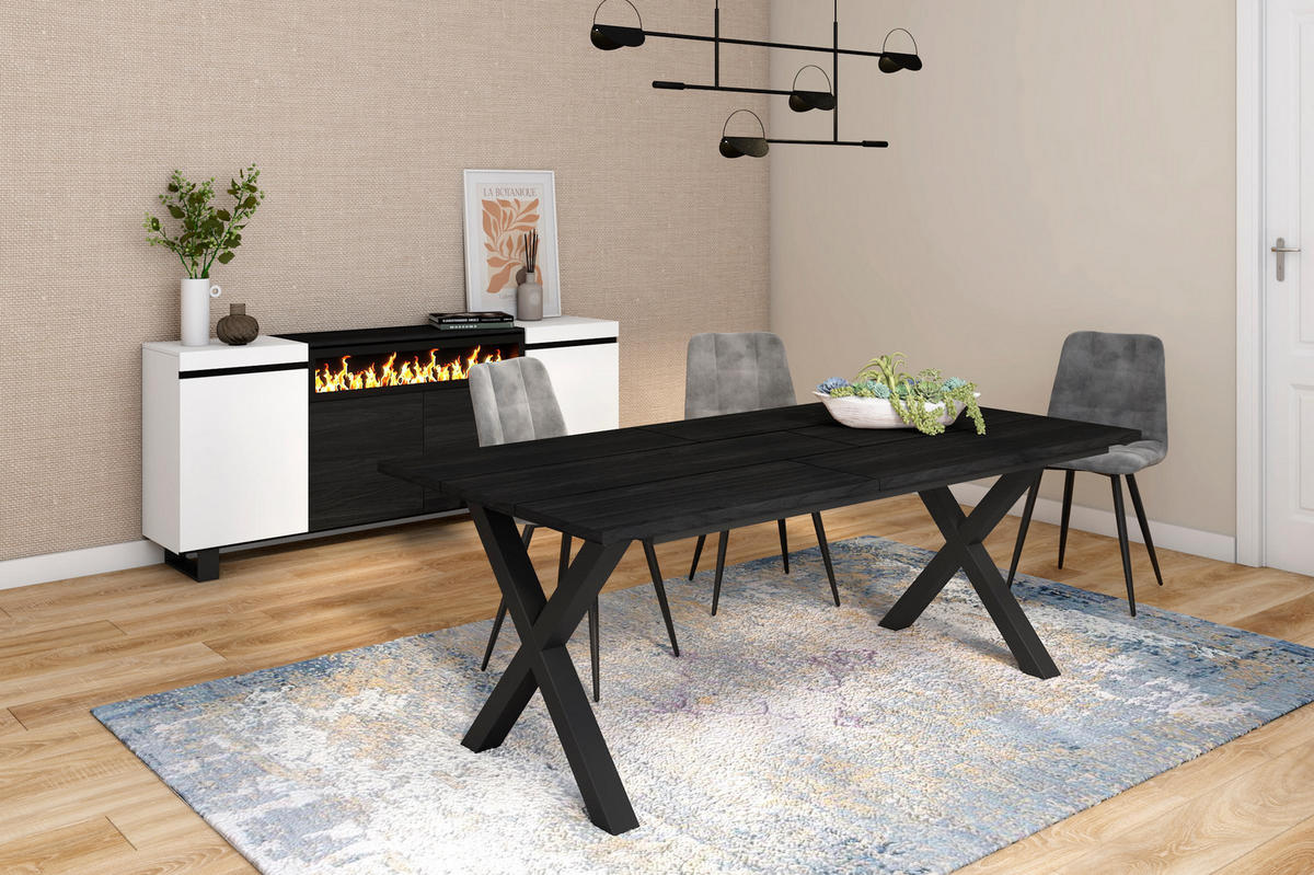 ESSZIMMERTISCH für 10 Gäste, schwarz, 194/90/75cm - Schwarz, Holzwerkstoff (90/194/75cm) - Skraut Home