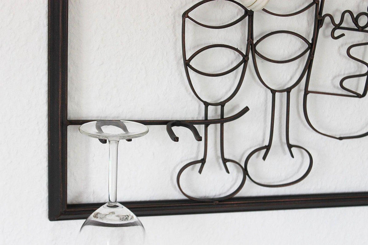 WEINREGAL für die Wand aus Metall 64 cm 91975 - Braun, Metall (64/45/10cm) - DanDiBo