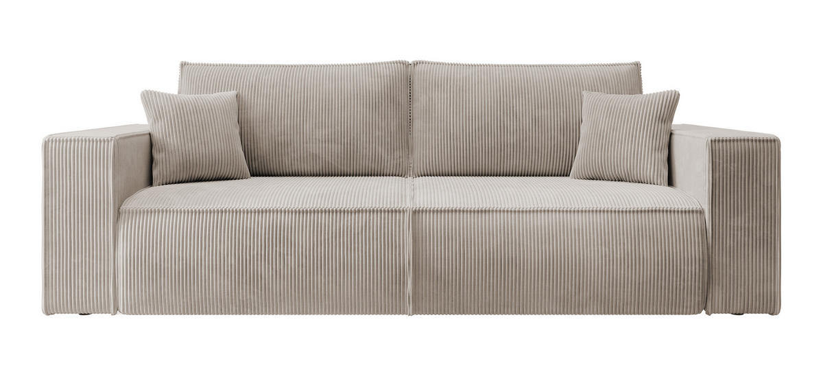 SCHLAFSOFA Farese Beige Cordbezug - Beige/Schwarz, Kunststoff/Textil (257/85/102cm) - Selsey