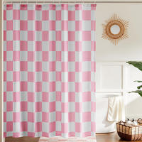 DUSCHVORHANG Rosa Weiß kariert 180 x 180 cm Schachbrettmuster wasserdicht fürs Badezimmer - Multicolor, Textil (180/180cm) - MCBOSON