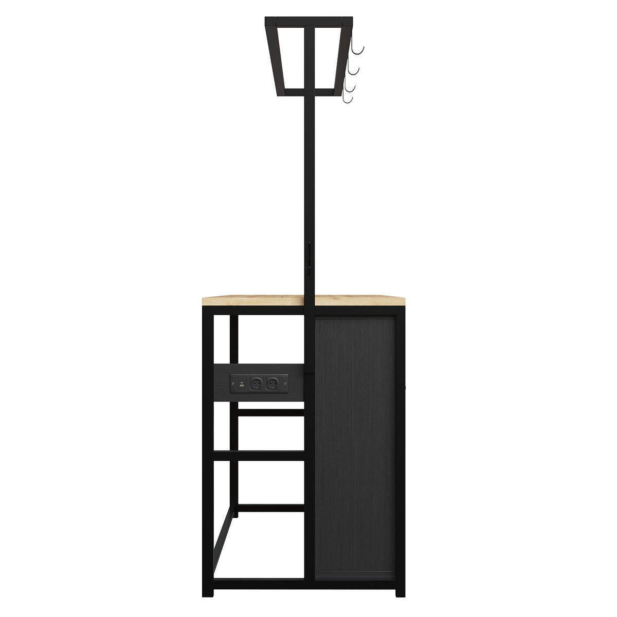 KÜCHENSCHRANK Kücheninsel Arbeitsplatte Stromanschluss Schwarz - Schwarz, Metall (107/183/62cm) - FLIEKS