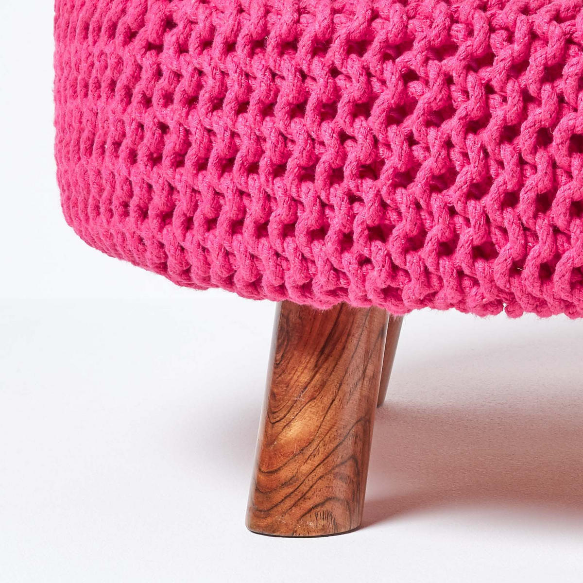 STRICK-HOCKER pink, rund 62/62/30 cm - Pink, Textil (62/30/62cm) - Homescapes