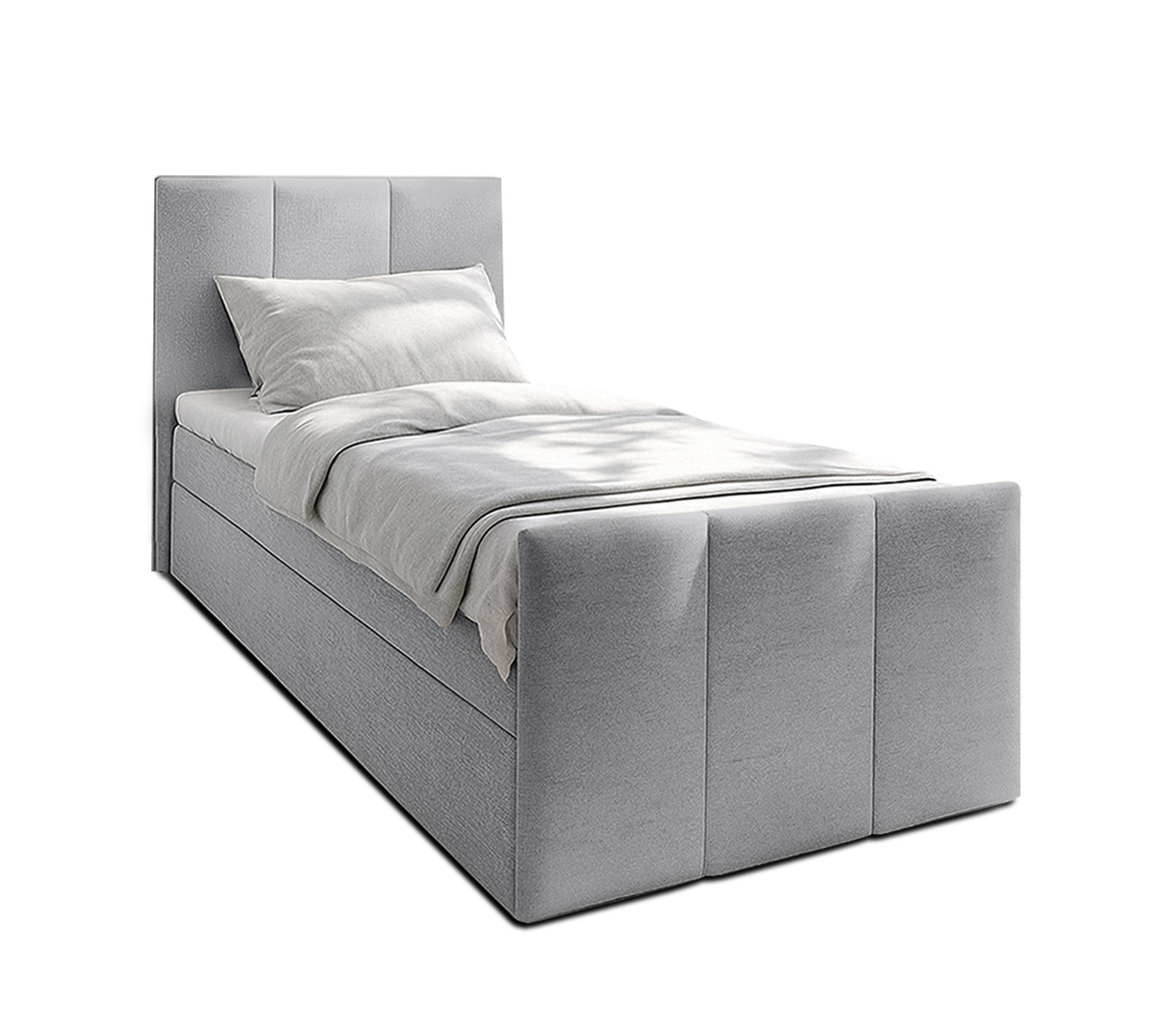 BOXBETT LEVENTE 100x200 cm mit Bettkasten und Matratze - Grau - Schwarz/Grau, Holz/Holzwerkstoff (100/200cm) - AX Living