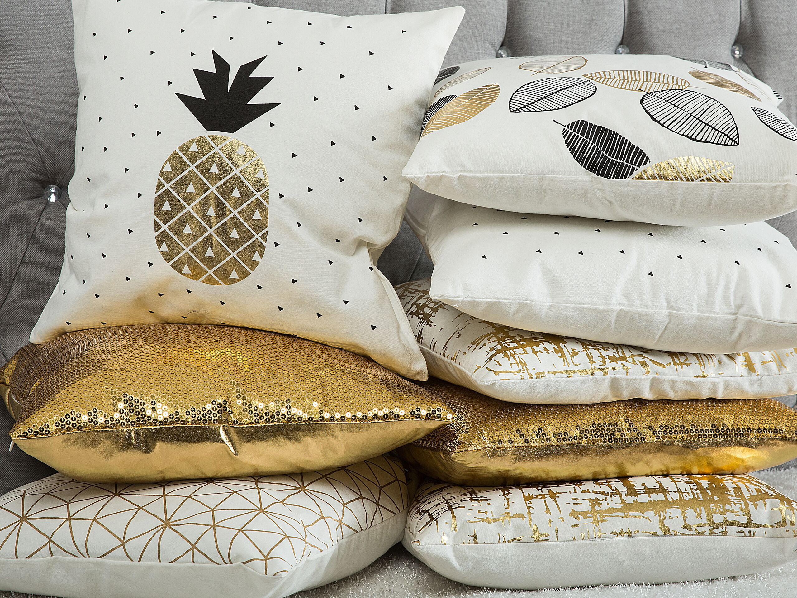 DEKOKISSEN 2er-Set Weiß 45/45 cm Lotus - Weiß, Naturmaterialien/Textil (45/45cm) - Beliani