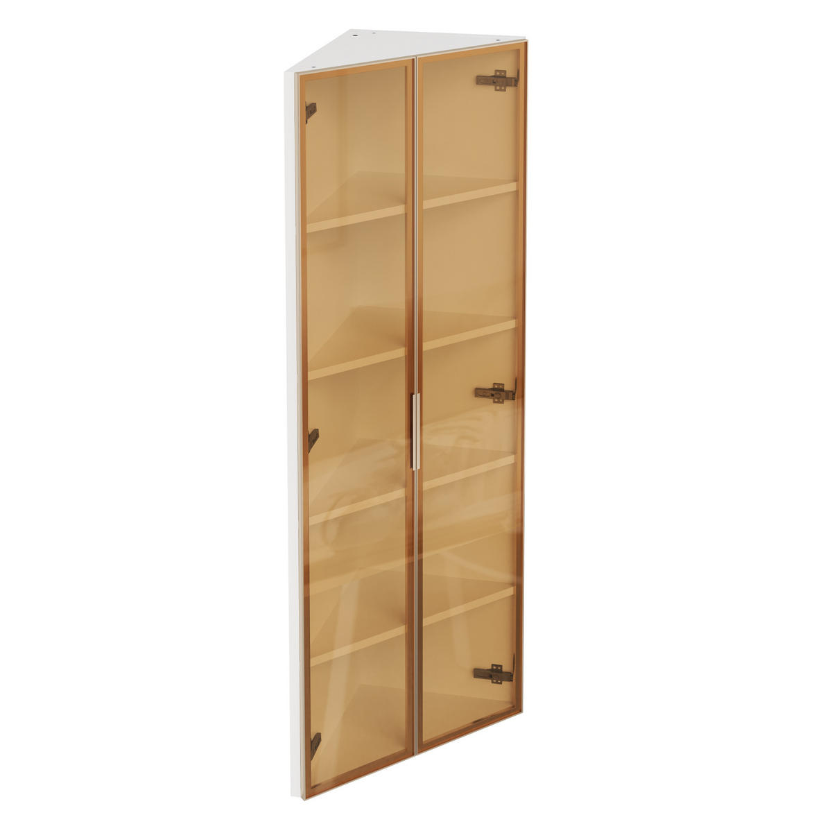 HIGHBOARD mit LED-Beleuchtung 62/35/160 cm in Weiß – Eckdesign mit Glastür - Weiß, Holzwerkstoff (62/160/35cm) - BEAOK