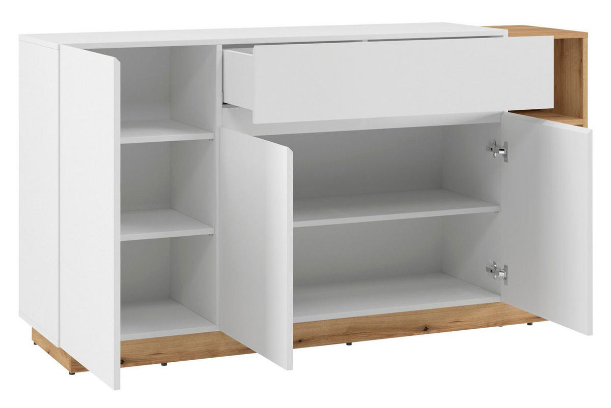 KOMMODE Bristol weiß / Evoke Eiche 163 / 40 / 86cm - Eichefarben/Weiß, Holz/Holzwerkstoff (163/86/40cm) - Feldmann-Wohnen