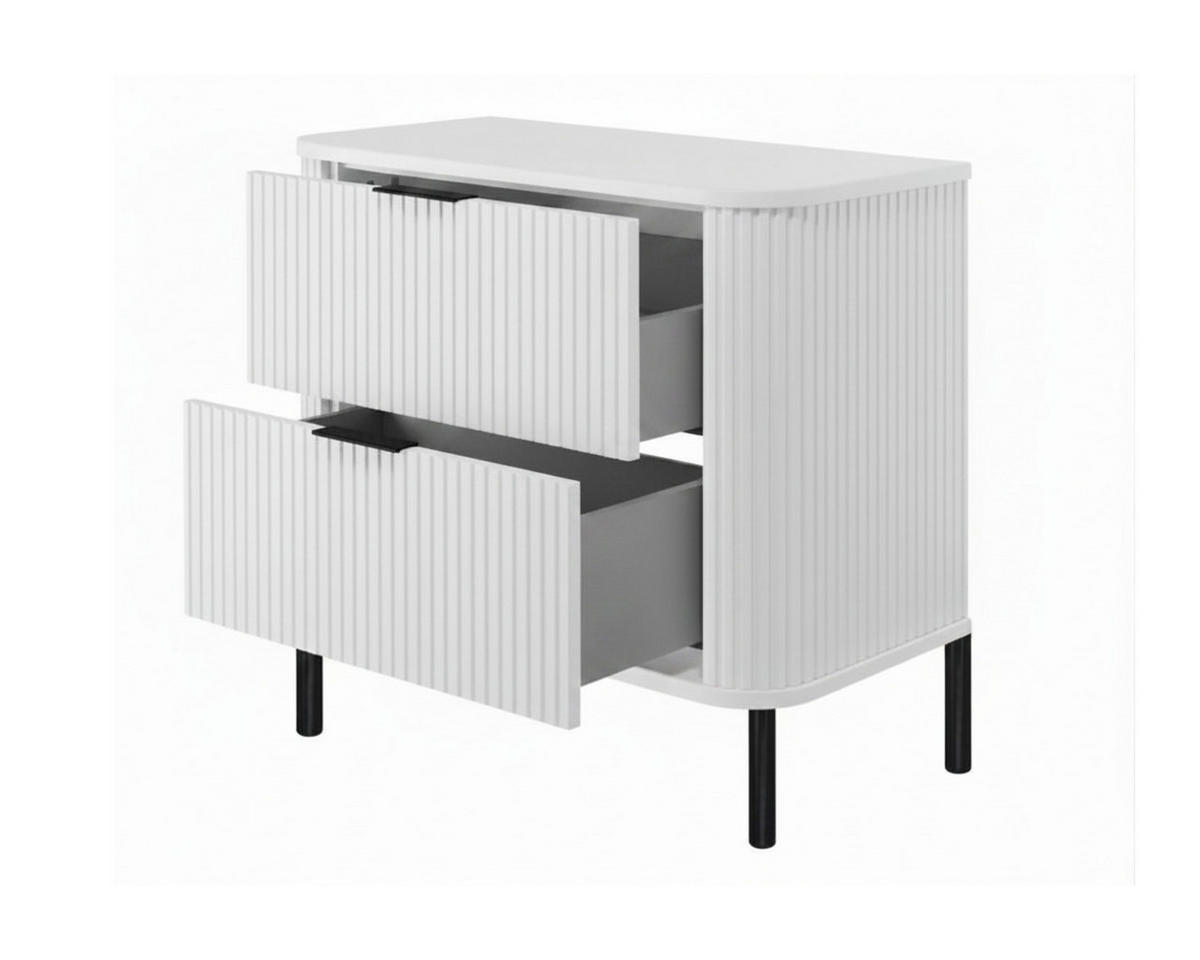 BADEZIMMERSCHRANK : Farbe Weiß, Griff schwarz, Füße schwarz, 60 x 41,5 x 66,7 cm - Schwarz/Weiß, Holzwerkstoff (60/66.7/41.5cm) - 3XE LIVING