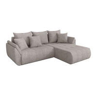 ROHOVÁ SEDAČKA s funkcí spaní, otoman vpravo TOKO-L 277x194x86 světle šedá velur - černá/světle šedá, kompozitní dřevo/textil (277/194cm) - ALTDECOR