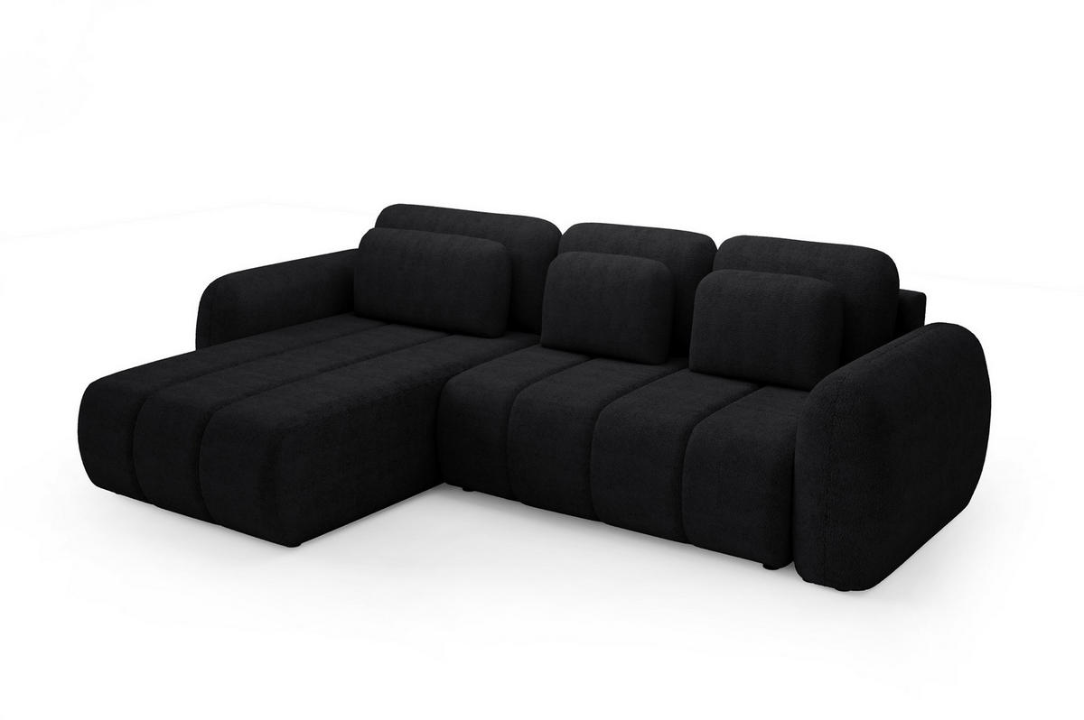 ECKSOFA Caria Mit Schlaffunktion - Schwarz, Holzwerkstoff/Textil (304/190cm) - Fun Möbel