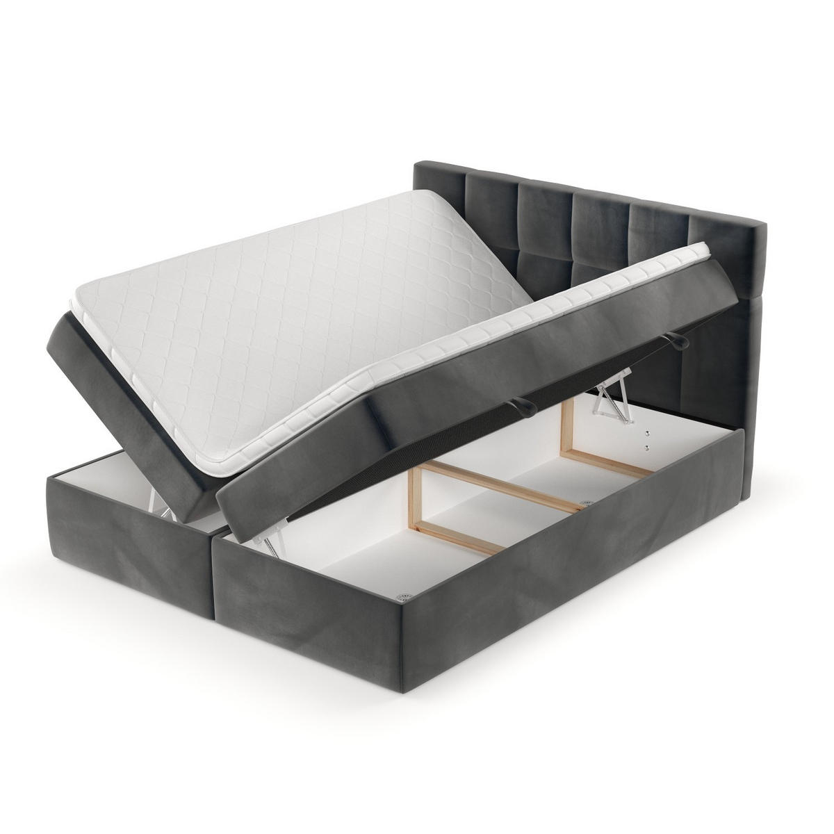 POSTEL BOXSPRING VARENO 160/200 Antracitová - černá/antracitová, kov/dřevo (160/200cm) - AltaBeds