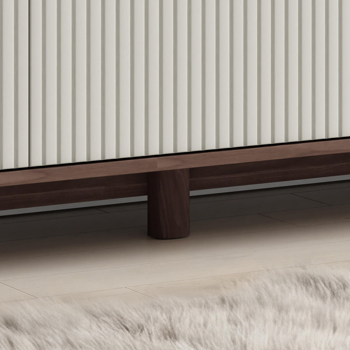 TV-SCHRANK Hängende RTV Kommode 200 cm Misterio mit Lamellen Cashmere - Nussbaum Lincoln - Nussbaumfarben/Creme, Holzwerkstoff (200/42/40cm) - Jerpax