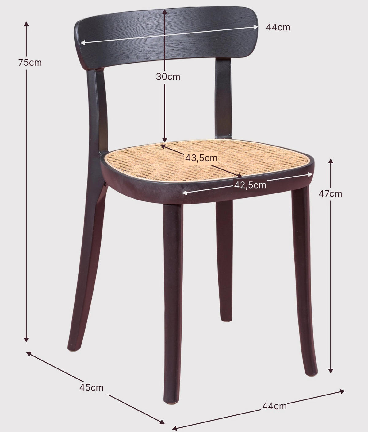STUHL Holz Schwarz - Schwarz, Holz (44/75/45cm) - Nest Dream