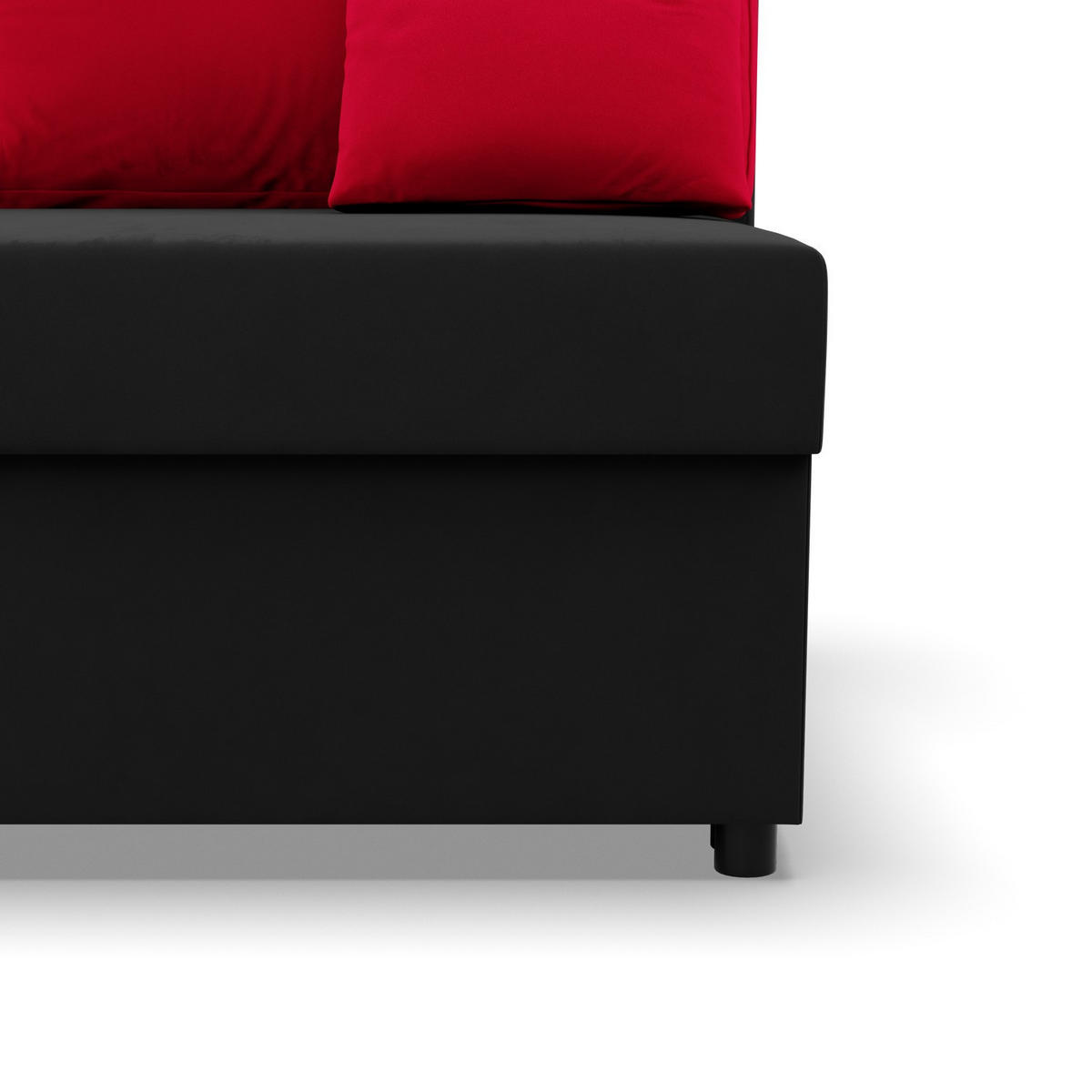 ECKSOFA MIT SCHLAFFUNKTION KEMI Schwarz/Rot - Rot/Schwarz, Textil (135/201cm) - Mebligo