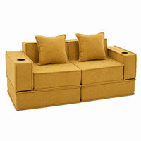 SOFA 2-Sitzer modular ca. 162 x 78 x 66 cm Chenille Mustard Yellow - Gelb, Holzwerkstoff (78/66/162cm) - Meubliv