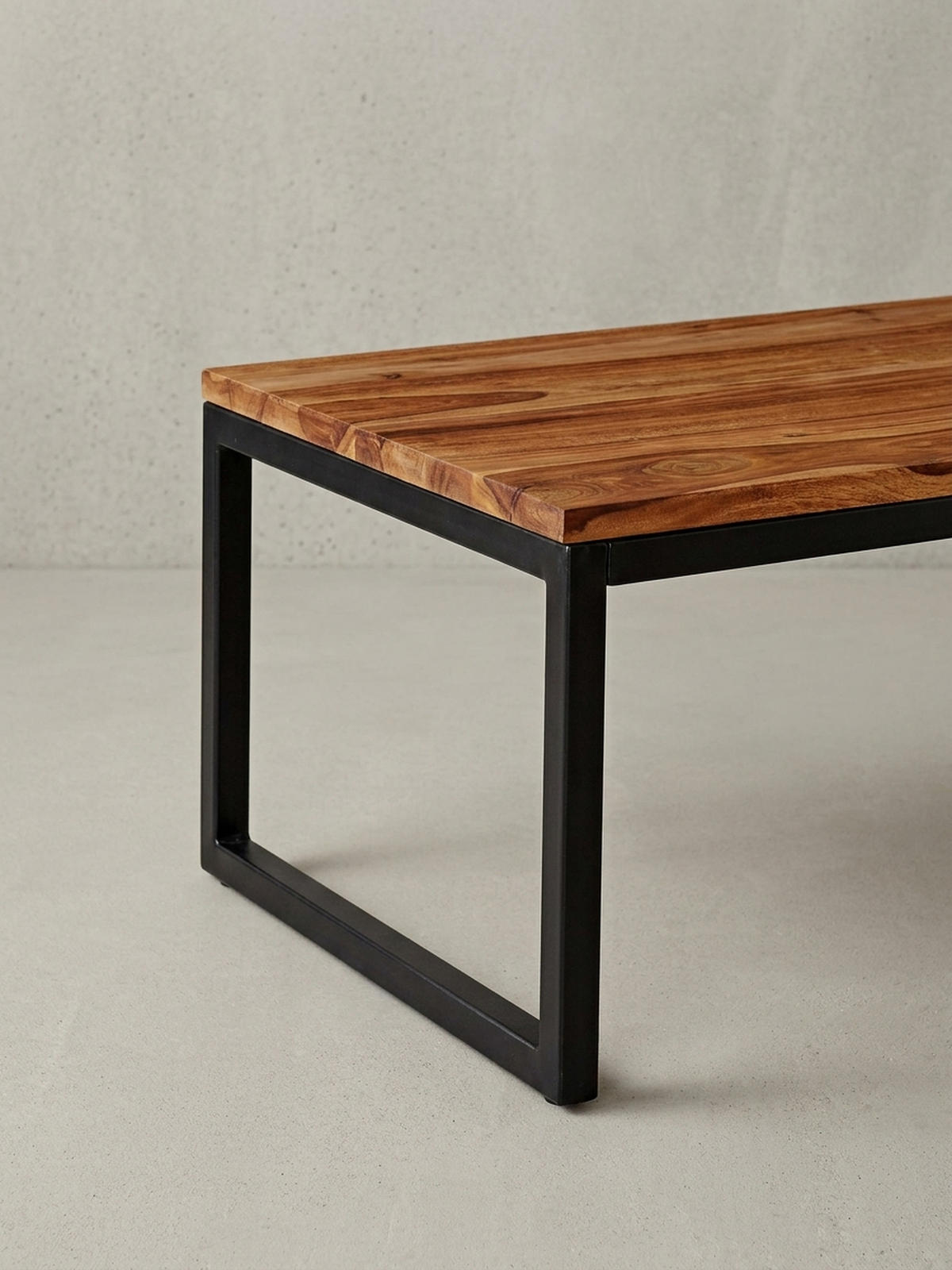 COUCHTISCH Industrie-Stil in Sheesham-Holz massiv, Unikat mit einzigartiger Maserung - Schwarz/Braun, Holz/Metall (60/110/40cm) - KADIMA DESIGN