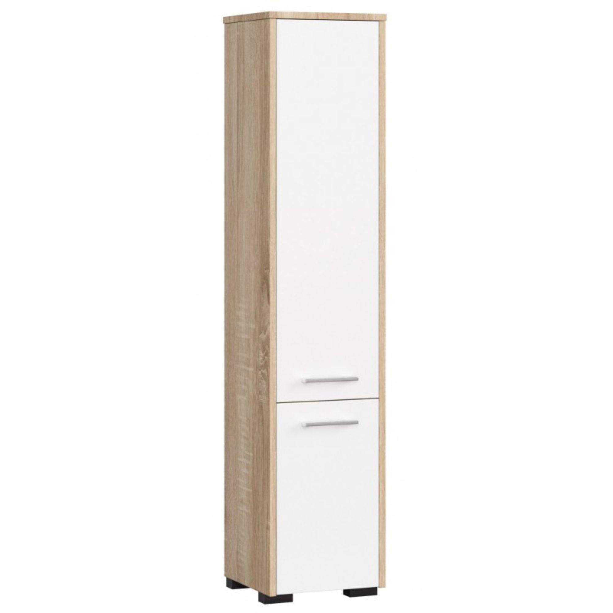 Akord Hochschrank Sonoma Eiche, Weiß 30x140x30 cm