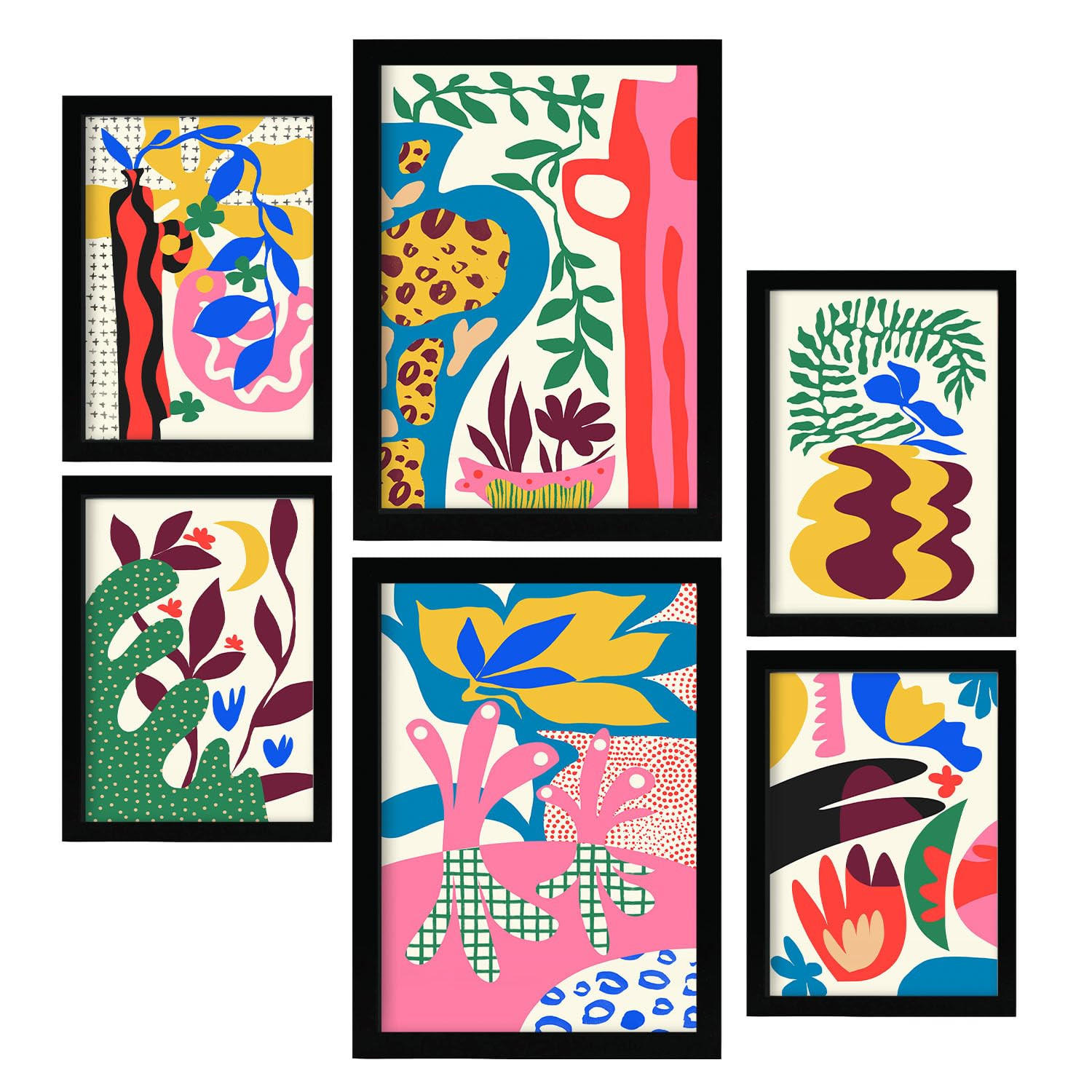 POSTER Set Mit 6 Erlöser Feen In Blume Zusammenfassung Ästhetische Dekorative Gemälde Für Ihr Wohnzimmer Schlafzimmer Zuhause A3 & A4 Schwarzer Rahmen - Schwarz, Papier (29/3cm) - Nacnic
