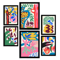 POSTER Set Mit 6 Erlöser Feen In Blume Zusammenfassung Ästhetische Dekorative Gemälde Für Ihr Wohnzimmer Schlafzimmer Zuhause A3 & A4 Schwarzer Rahmen - Schwarz, Papier (29/3cm) - Nacnic