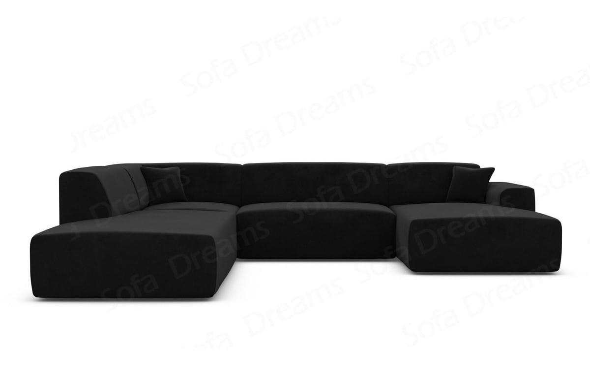WOHNLANDSCHAFT Genova Schwarz Samtstoff - Schwarz, Kunststoff (326/70/263cm)