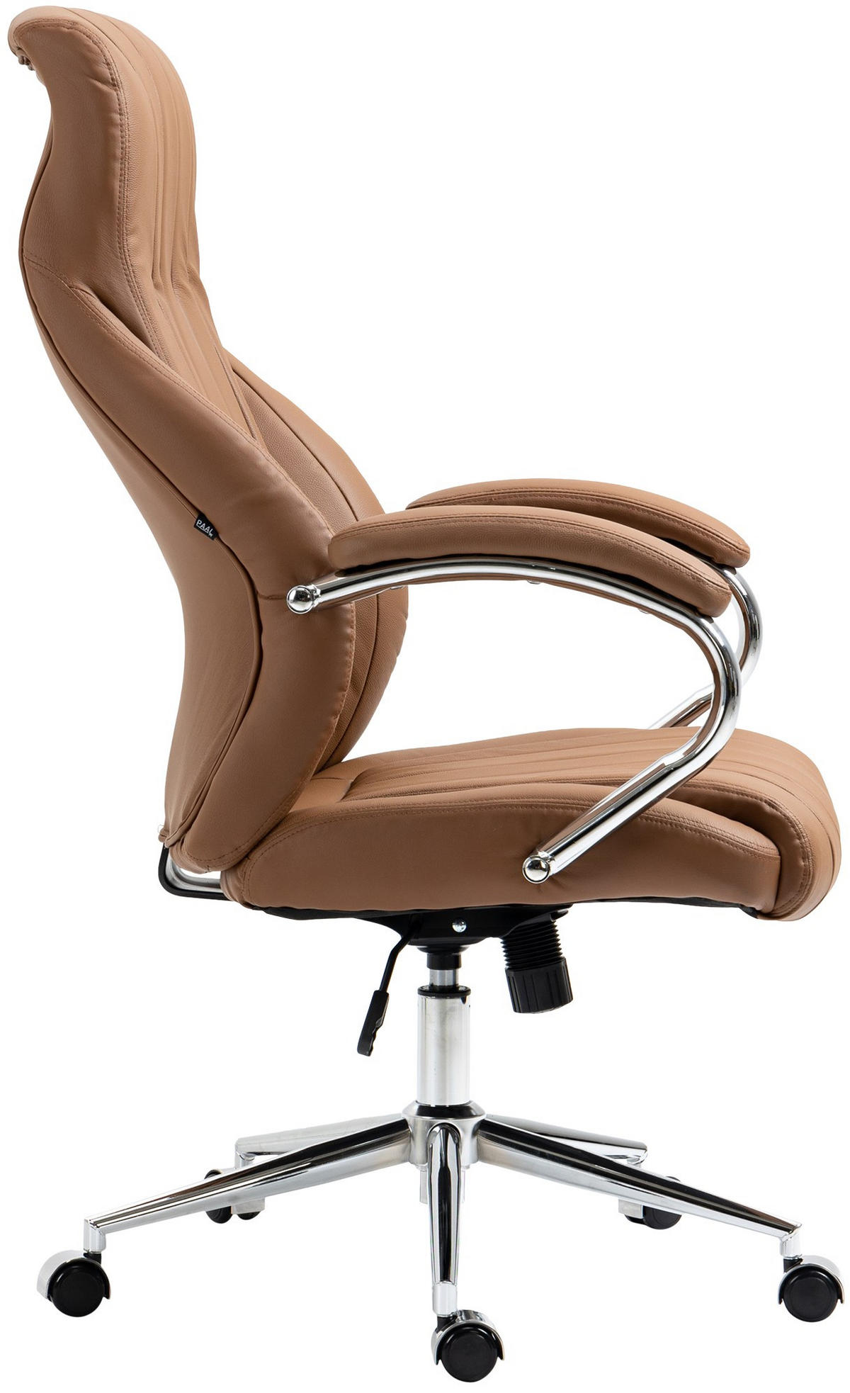 CHEFSESSEL Echtleder hellbraun - Chromfarben/Hellbraun, Leder/Metall (73/120/76cm) - CLP