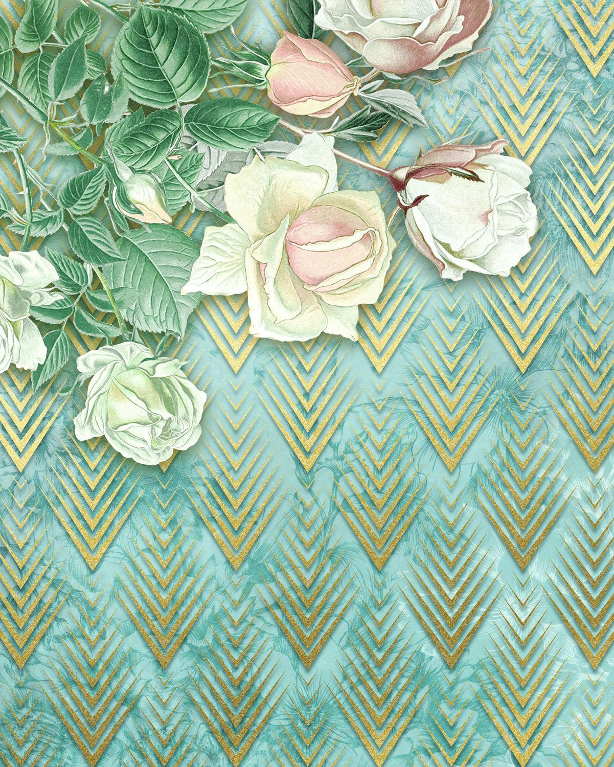 FOTOTAPETE Blumen 200 x 250 cm - Grün, Papier (200/250cm) - Sanders & Sanders