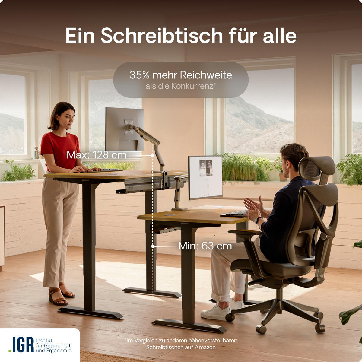 SCHREIBTISCH Elektrisch Höhenverstellbarer HomePro 200x80cm Schwarz/Massive Eiche mit Memory-Funktion, Anti-Kollisions Technologie - Eichefarben/Schwarz, Holz (80/200/63.5cm) - Desktronic