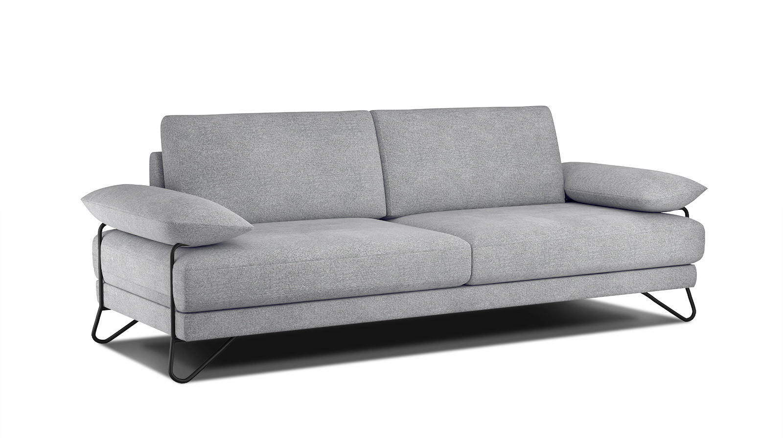 SOFA LORI 3-Sitzer, silberfarben - Silberfarben/Schwarz, Holzwerkstoff/Textil (245/87/96cm) - Courtois Laville