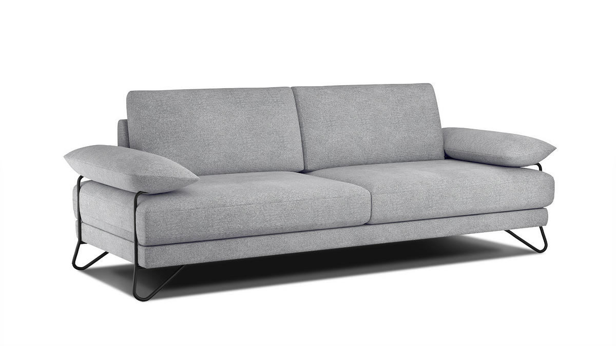 SOFA LORI 3-Sitzer, silberfarben - Silberfarben/Schwarz, Holzwerkstoff/Textil (245/87/96cm) - Courtois Laville