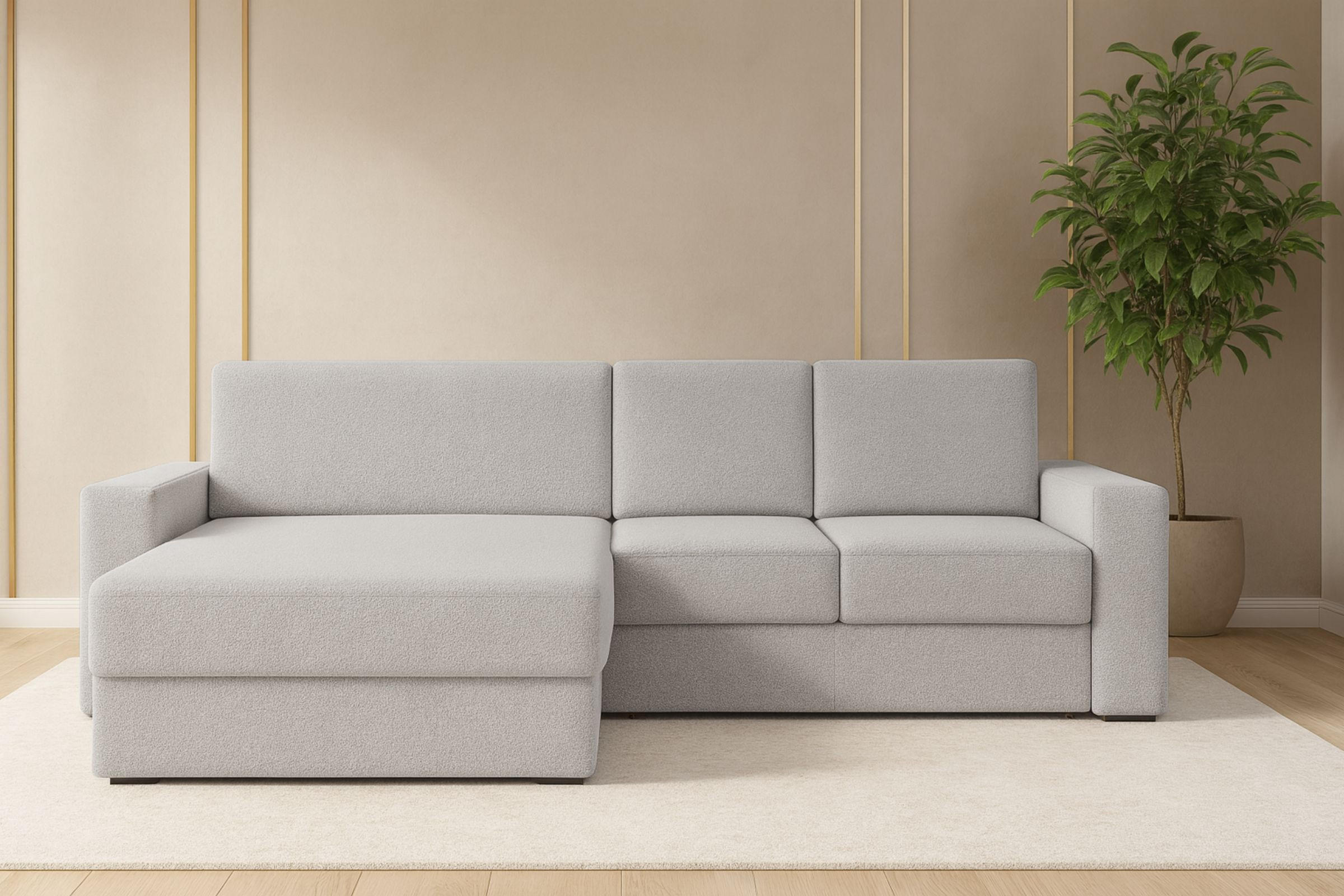 ECKSOFA TOCO XL 275/170 cm in Boucle Hellgrau links - Anthrazit, Holz/Holzwerkstoff (275/170cm) - Deine Möbel 24
