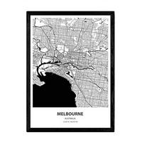 POSTER Melbourne - Australien A4 Schwarzer Rahmen - Schwarz, Papier (29.7/5/21cm) - Nacnic