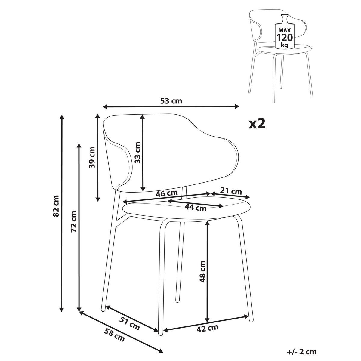 ESSZIMMERSTUHL 2er-Set Kunstleder Braun Kenai - Braun, Kunststoff (53/82/58cm) - Beliani
