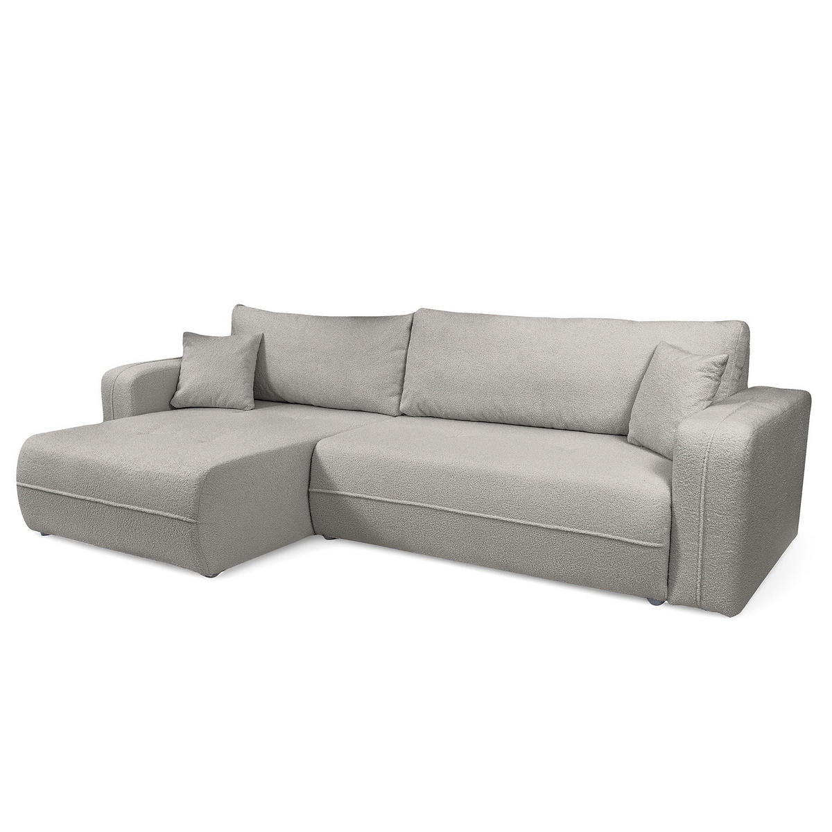 ECKSOFA mit Schlaffunktion - 272 cm - Hellgrau/Schwarz, Kunststoff/Textil (272/145cm) - home24