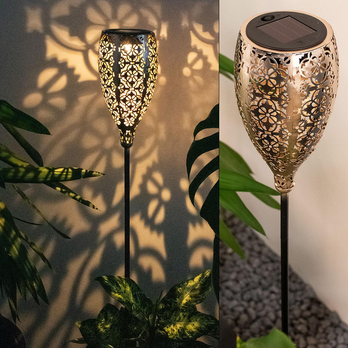 LED AUSSENLEUCHTE Solar Grau Gold - Grau, Metall (11/11/90cm) - Globo Lighting