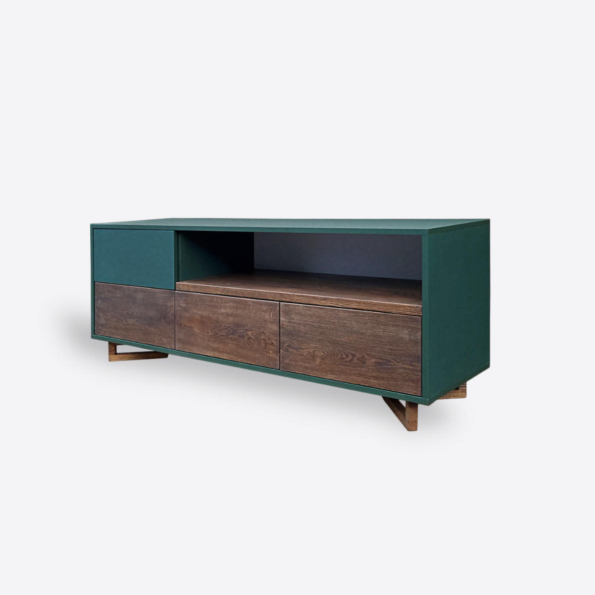 TV-SCHRANK aus Massivholz und Holzwerkstoffplatte für das Wohnzimmer NORD - Eichefarben, Holz (160/60/45cm) - Rawood Furniture
