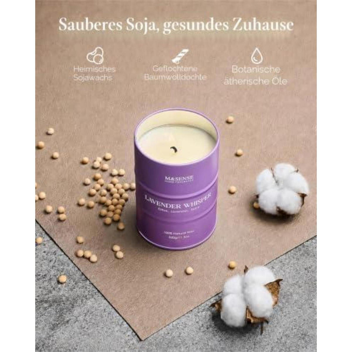 DUFTKERZE Lavendel Whisper 320g langanhaltend - Flieder, Glas (12cm)