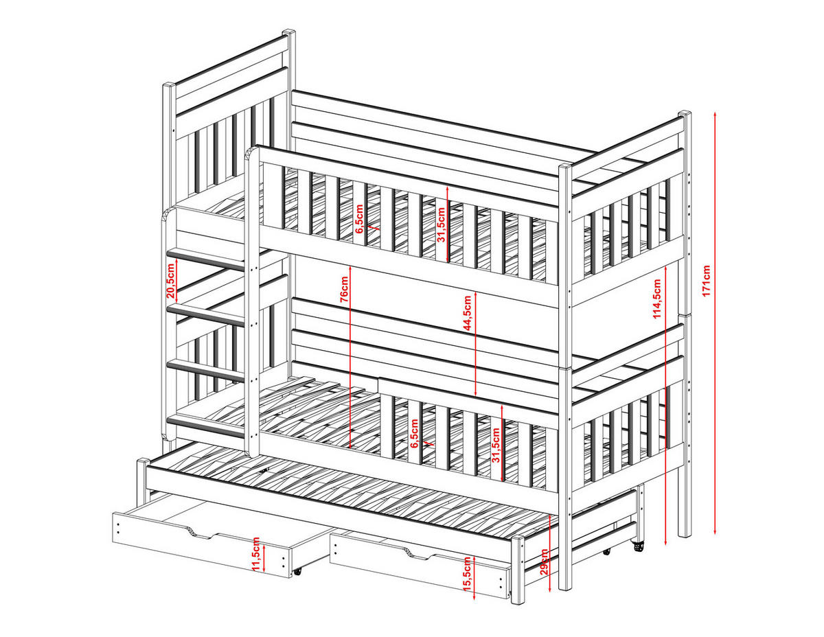 ETAGENBETT WEIß - Weiß, Holz (90/200cm) - FURNLUX