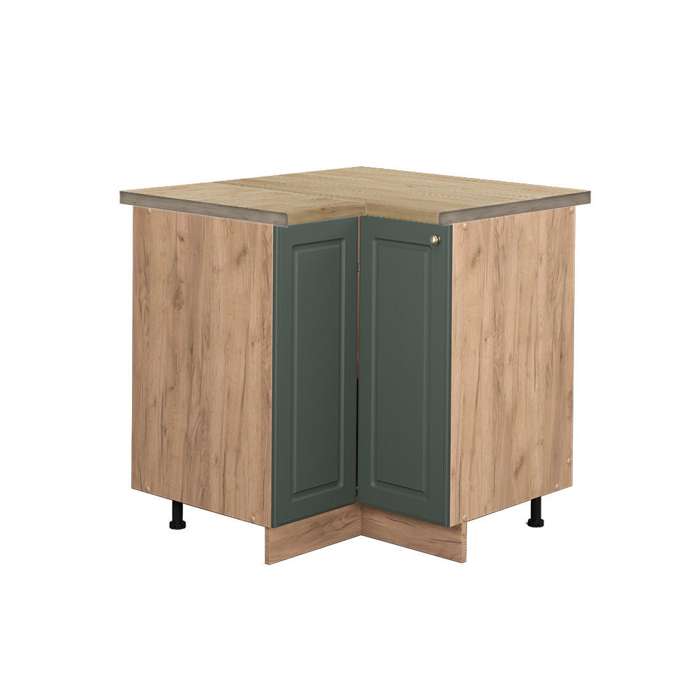 ECKUNTERSCHRANK Fame-Line Grün-Gold Landhaus 80.5 cm , AP Eiche - Eichefarben/Grün, Holzwerkstoff (80.5/82/60cm) - Vicco
