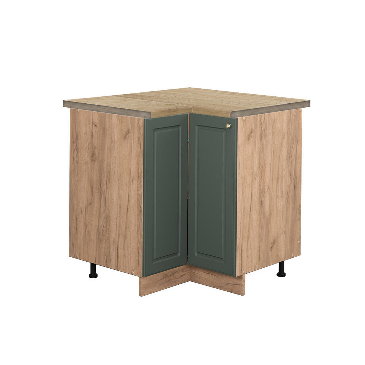 ECKUNTERSCHRANK Fame-Line Grün-Gold Landhaus 80.5 cm, AP Eiche - Honigeiche/Eiche Wotan, Holzwerkstoff (80.5/82/60cm) - Vicco