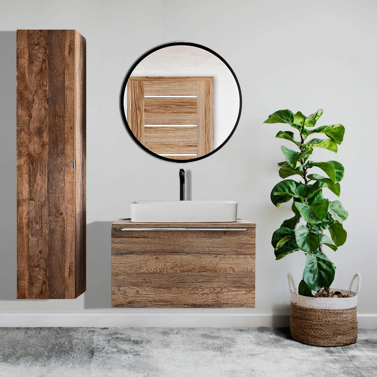 BADMÖBEL-SET 4-TLG. Puebla-56 - Braun, Holzwerkstoff (130/200/46cm) - Lomado