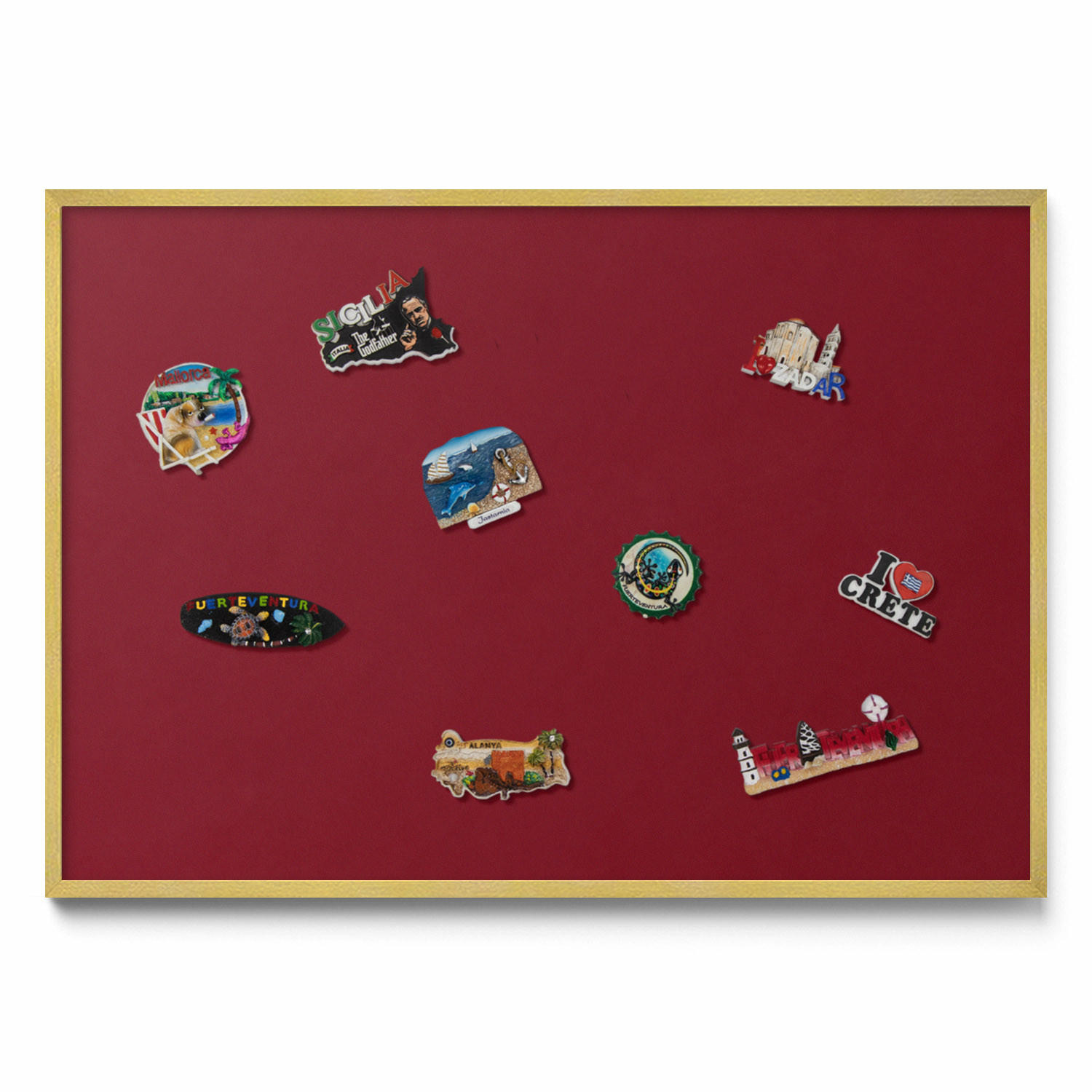 MAGNETTAFEL 100x70 cm Goldener Rahmen Burgunderrot - Beere, Metall (100/70/0.4cm) - TULUP