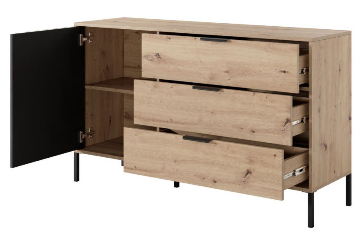 KOMMODE Schwarz ALLI Mit Lamellen Auf Hohen Beinen - Braun, Holzwerkstoff (137.3/81.4/39.5cm) - Sepro Meble