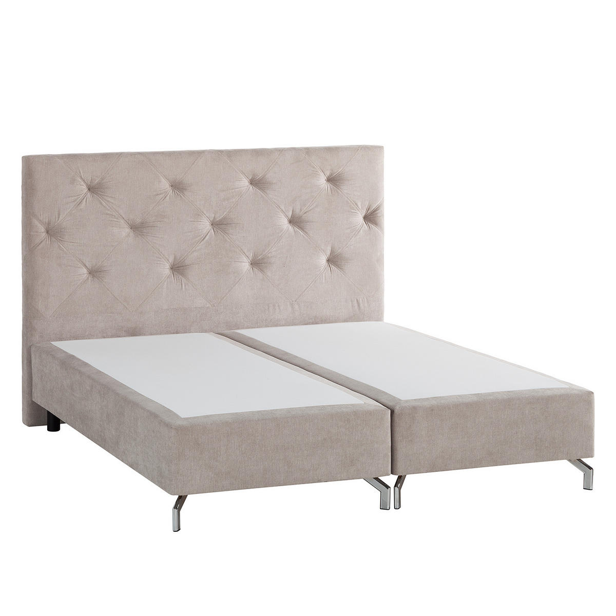 BOXSPRINGBETT - Velours - Beige, Textil (140/200cm) - home24