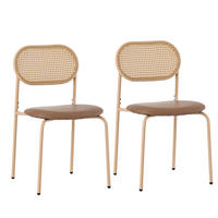 ESSZIMMERSTUHL 2er-Set mit Rattan-Rückenlehne PU Braun - Braun, Metall (43/80/48cm) - Meubliv