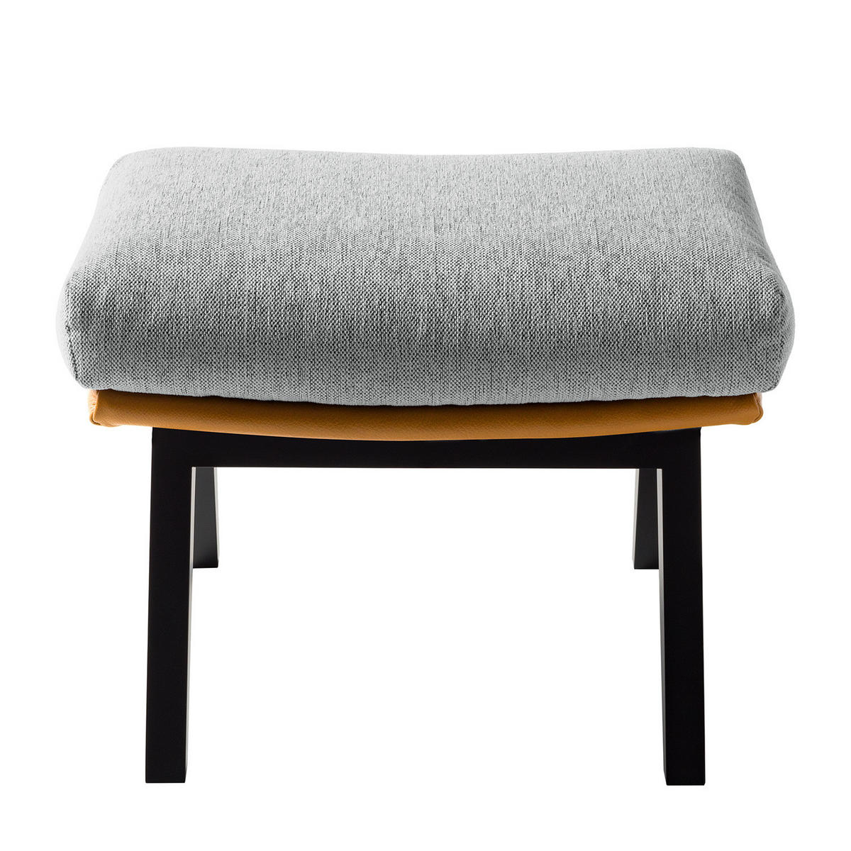 HOCKER mit Holzfüßen - Cognac/Hellgrau, Birkenholz/Textil (54/41/41cm) - home24