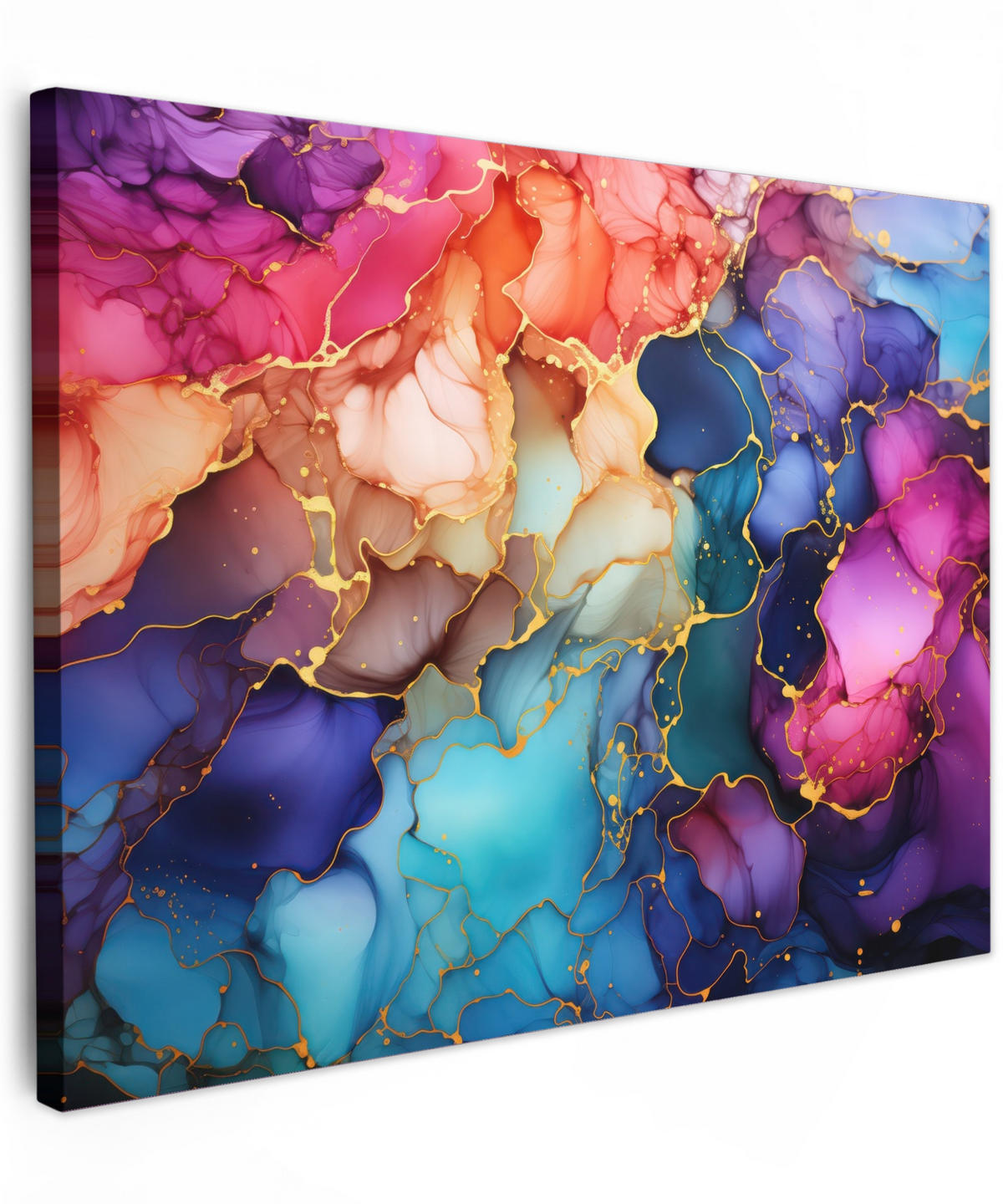LEINWANDBILD Marmor - Bunt - Abstrakt Wandbilder 80x60 cm - Multicolor, Textil (80/60cm) - MuchoWow