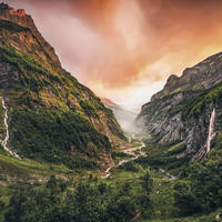FOTOTAPETE Landschaft 400 x 250 cm - Pink, Papier (400/250cm) - Sanders & Sanders