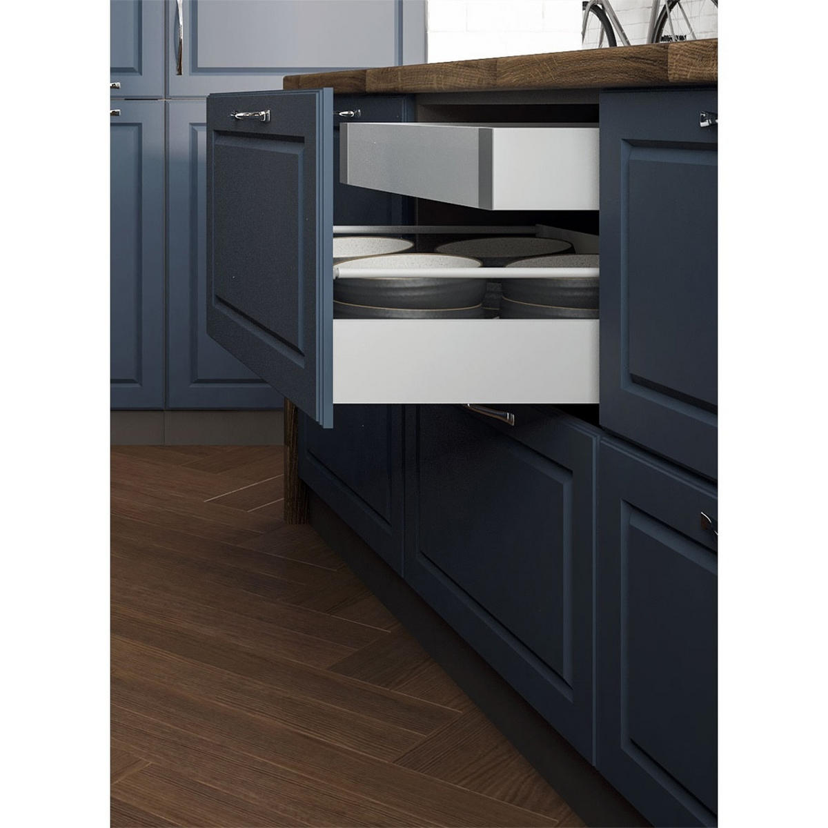 WINKELKÜCHE grau matt / Acryl weiß Hochglanz 285 / 180 / 207cm 9-teilig - Weiß Hochglanz/Grau, Holzwerkstoff (285/207/180cm) - Feldmann-Wohnen