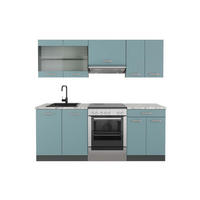 KÜCHENZEILE R-Line Blau-Grau/Anthrazit 200 cm, AP Marmor - Anthrazit/Blaugrau, Holzwerkstoff (200/81.6/60cm) - Vicco