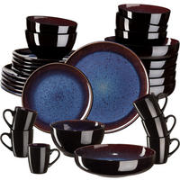 KOMBISERVICE Mare, ineinander stapelbar, blau/braun - Blau, Keramik (26.5/2.5/26.5cm) - tectake