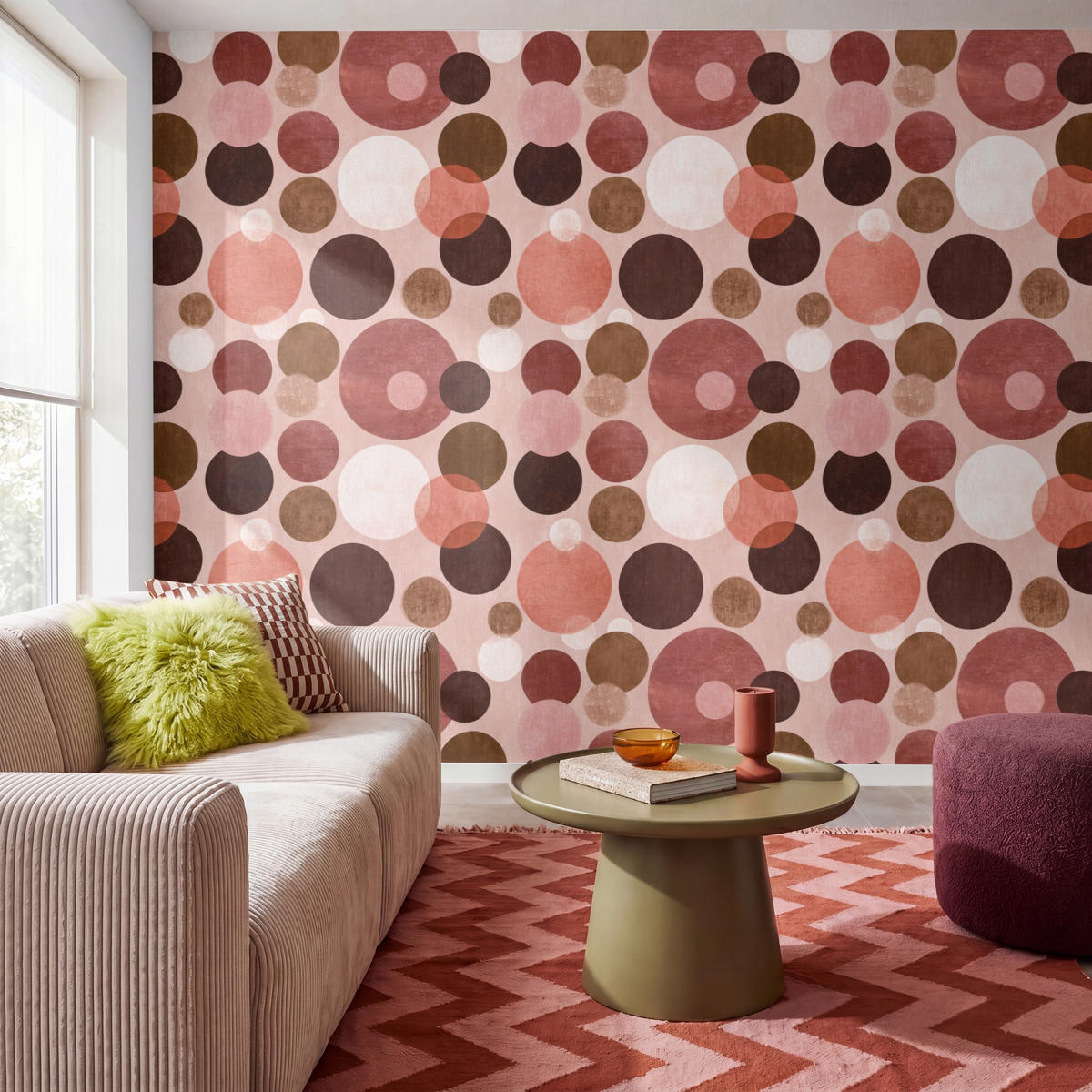TAPETE - Kreise - Modern - Farbenfroh - 280x220 cm - Multicolor, Papier (280/220cm) - OnlyWow